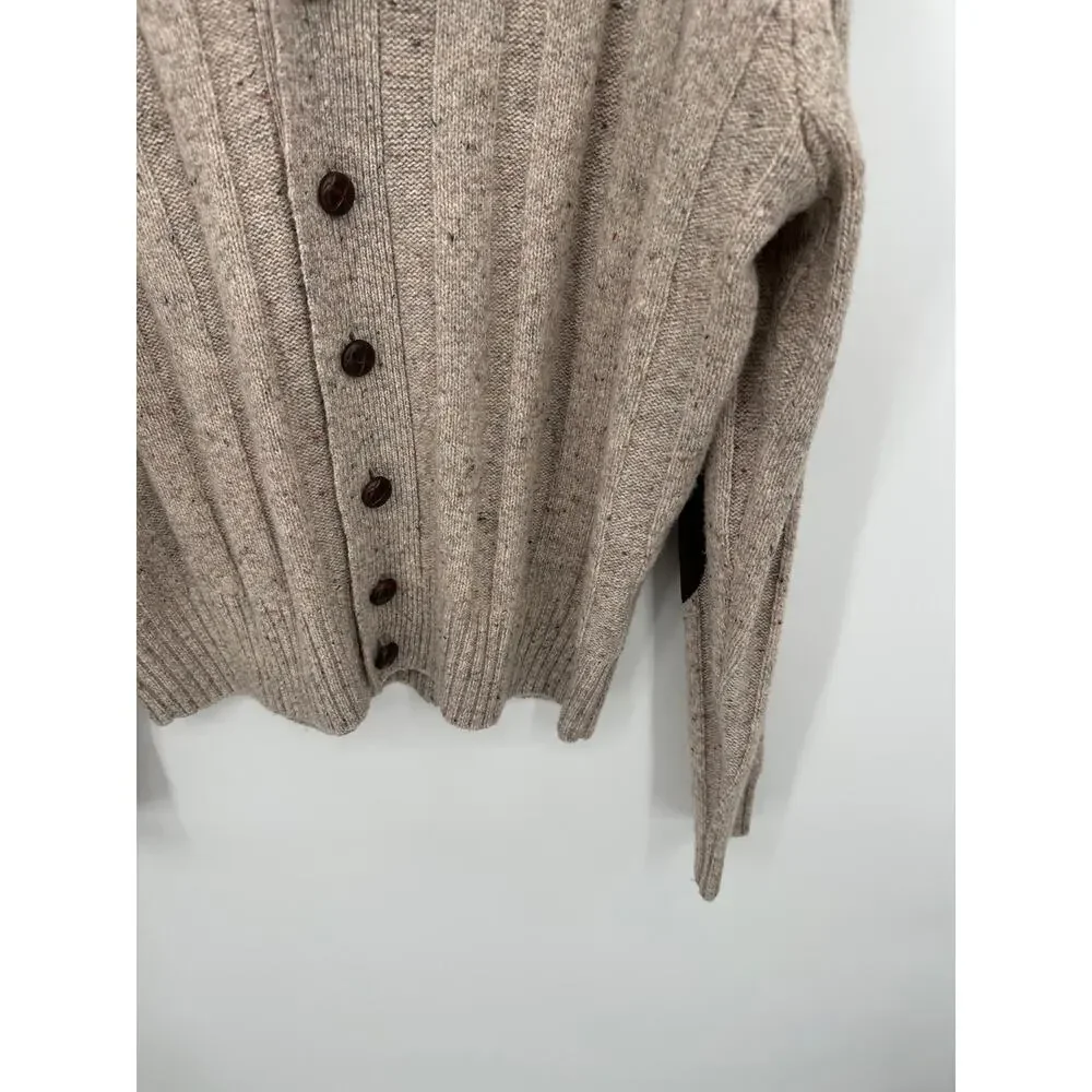 Jos A Bank Cardigan Sweater Shawl Collar Men XL Brown Lambswool Heritage Elbow‎